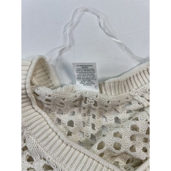 Wild Fable Womens S  Knit Floral Embellished Sweater White Multicolor Cotton Ble - Picture 6 of 7